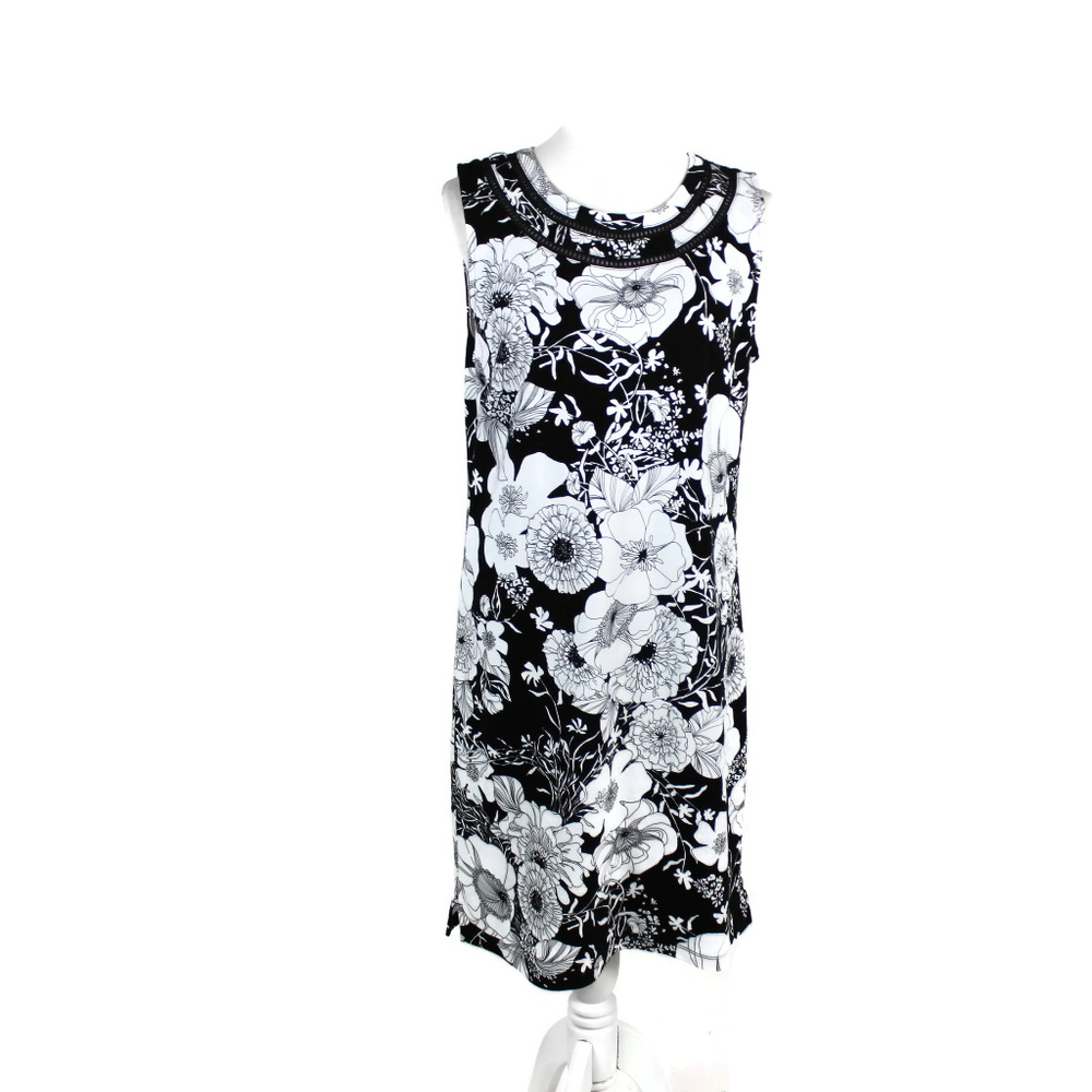 Talbots Large Black Floral Dress Sleeveless